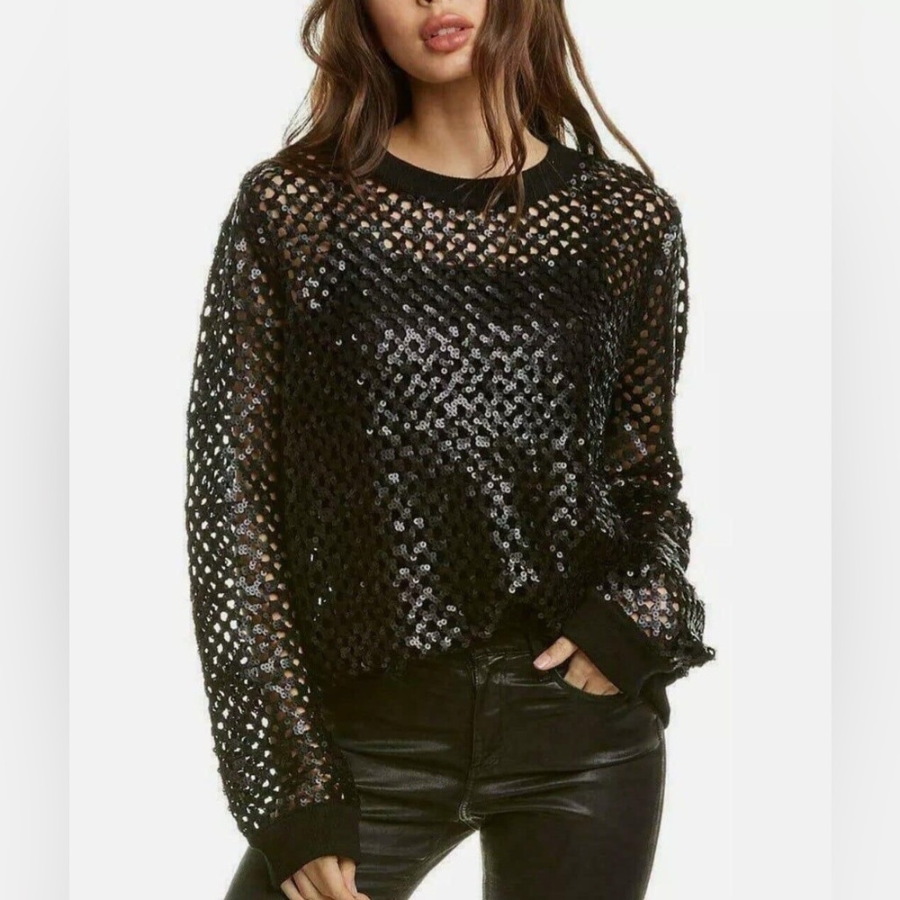 NWT 𝐓𝐎𝐑𝐘 𝐁𝐔𝐑𝐂𝐇 Stunning Shimmer Sequin Sweater; X-SMALL only size left